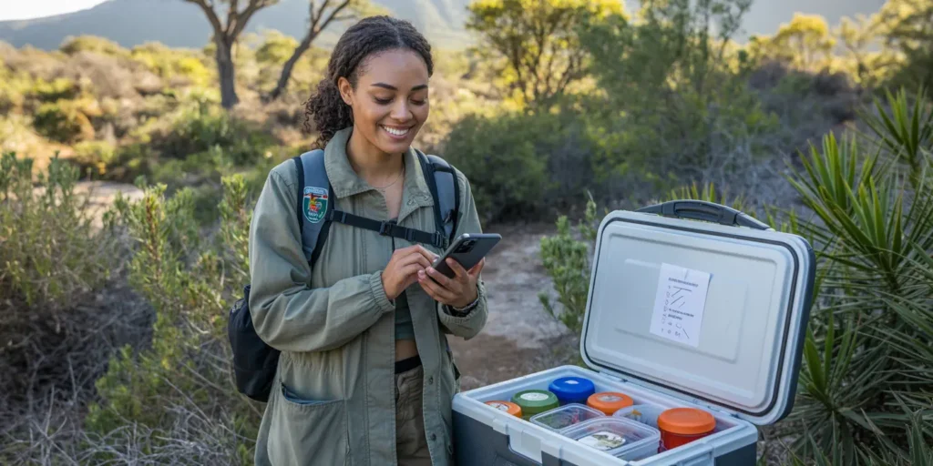 Boo-Boo, the adventurer, ready to hike at a moment's notice