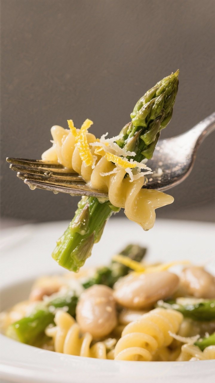 Close-up detail, texture focus: Extreme close-up of a fork-twirl of cavatappi lifted from the plate,