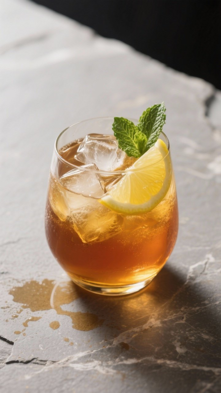 Final dish presentation: Restaurant-quality Arnold Palmer in a stemless wine glass, perfectly balanc