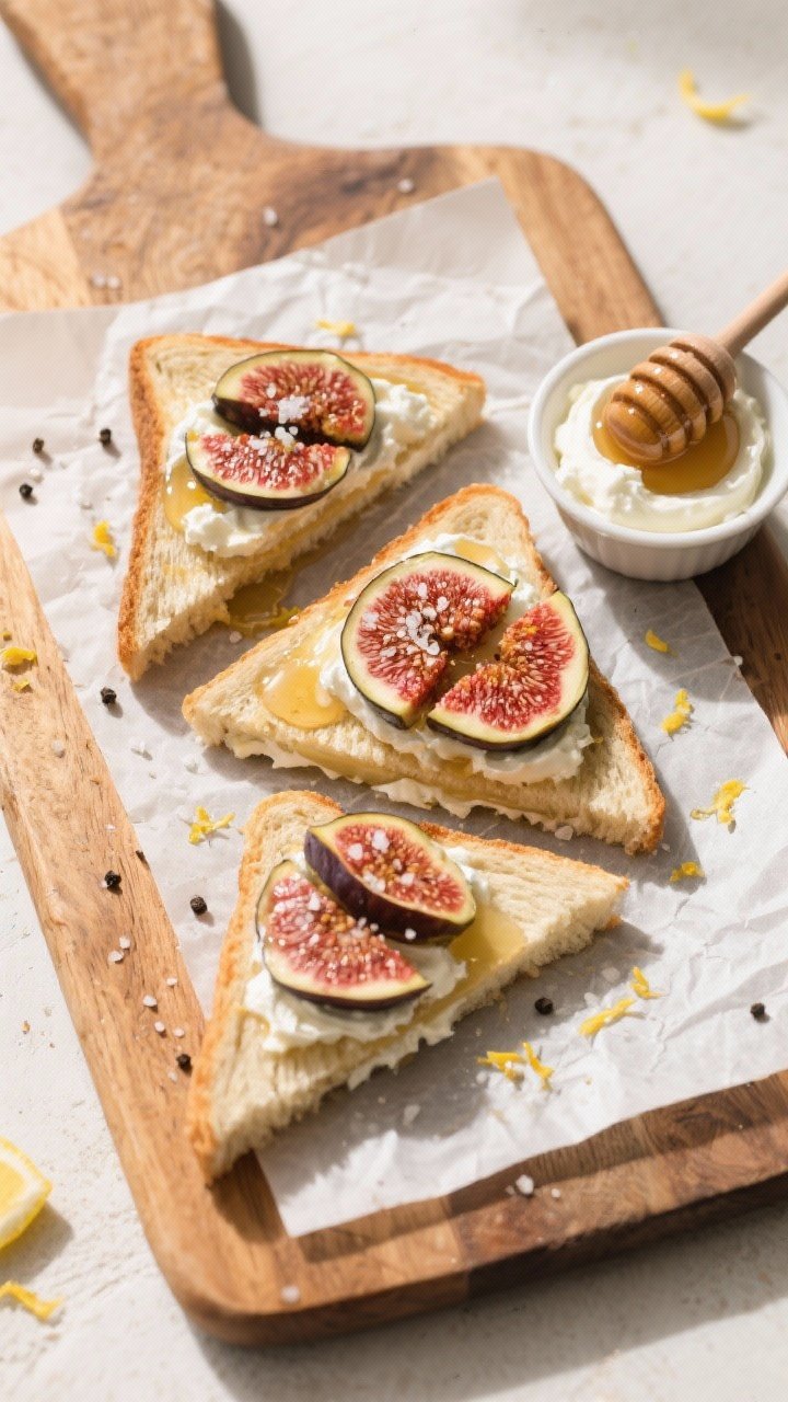 Tasty top view: Overhead shot of halved braaibroodjies arranged on a parchment-lined wooden board, e