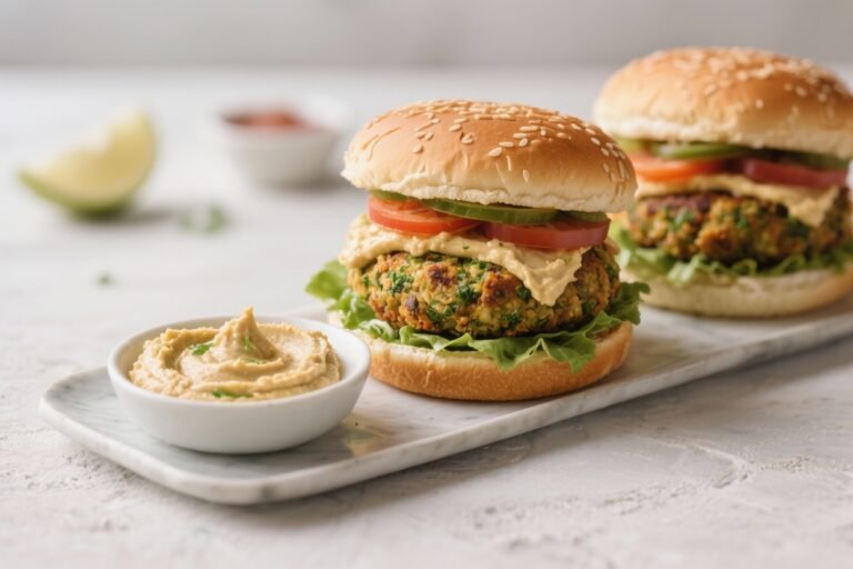 Herby Falafel Burgers With Homemade Hummus – Fresh, Crispy, and Packed With Flavor