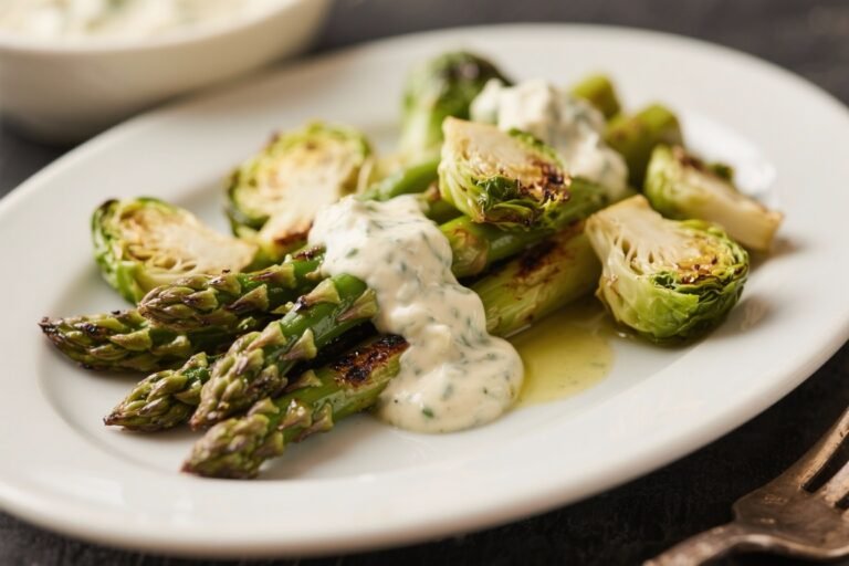 Grilled Asparagus and Flower Sprouts With Vegan Aioli – Simple, Fresh, and Flavorful