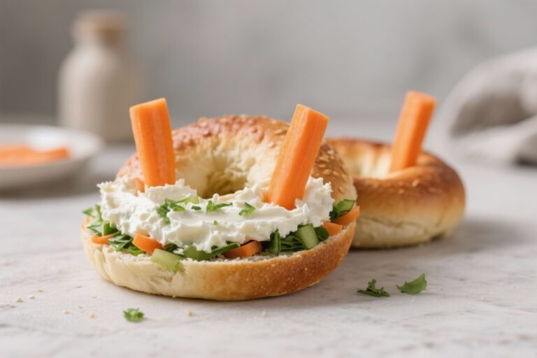 Veggie Cream Cheese Bagels With Carrot Dippers – A Fresh, Satisfying Snack or Light Lunch