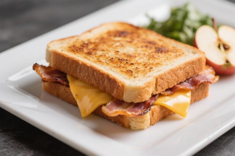 Grilled English Cheddar Sandwich With Smoked Bacon and Apple – Crispy, Savory, and Slightly Sweet