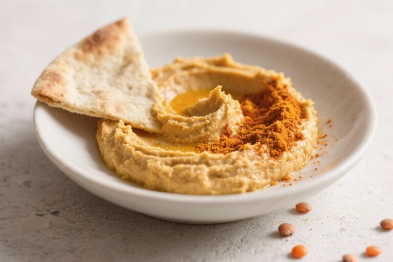 Red Lentil Hummus With Turmeric and Curry Spices – Creamy, Bright, and Satisfying