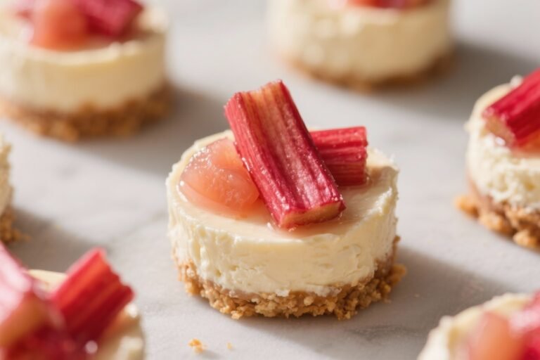 Stewed Rhubarb Cheesecake Bites – A Tangy-Sweet Treat in Mini Form