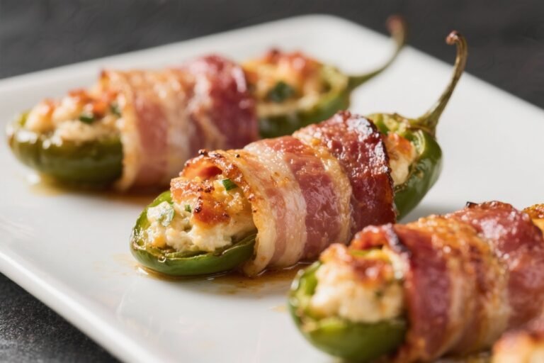 Bacon-Wrapped Stuffed Jalapenos – Crispy, Creamy, and Perfect for Parties