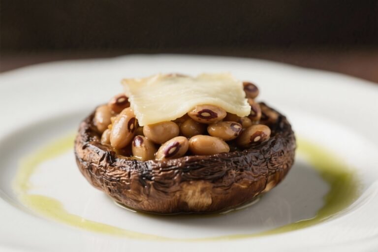 Portobello Mushrooms Stuffed With Borlotti Beans and Taleggio – Comforting, Savory, and Simple