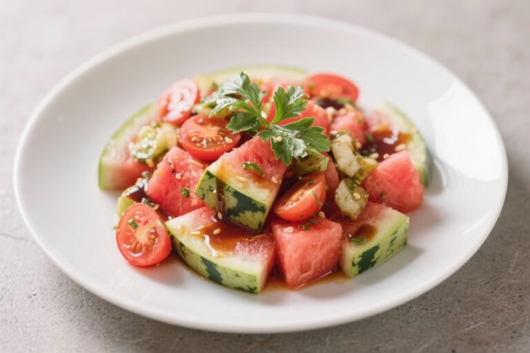 Watermelon Tomato Salad with Tamari – Fresh, Savory, and Bright