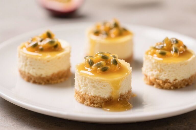 Lilikoi (Passion Fruit) Glaze Mini Cheesecakes – Bright, Tangy, and Perfectly Creamy