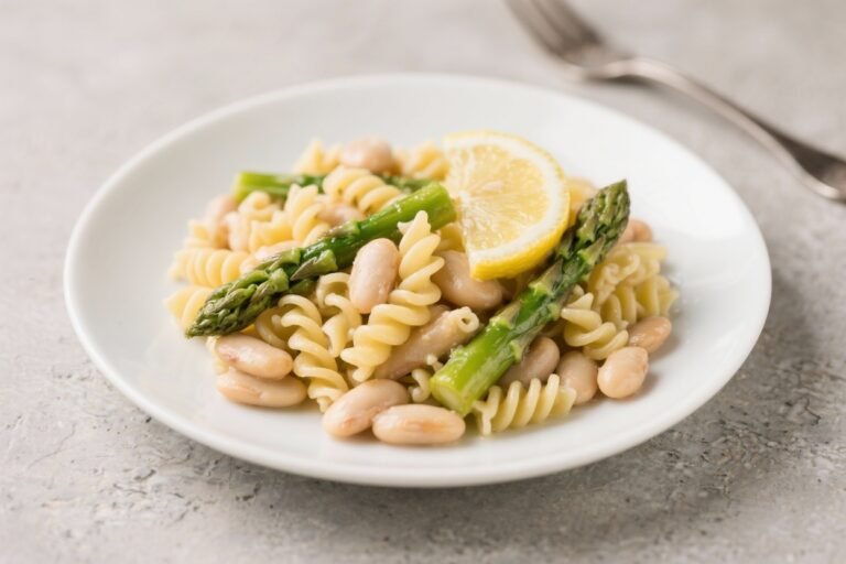 Lemon & Asparagus Cavatappi With Cannellini Beans – Bright, Comforting, and Easy