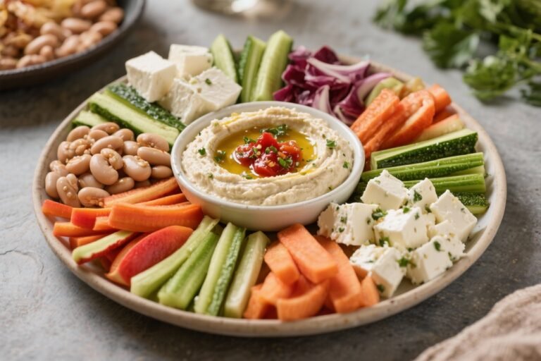 Ultimate Crudité Platter With White Bean Dip and Marinated Feta – Fresh, Bright, and Party-Ready