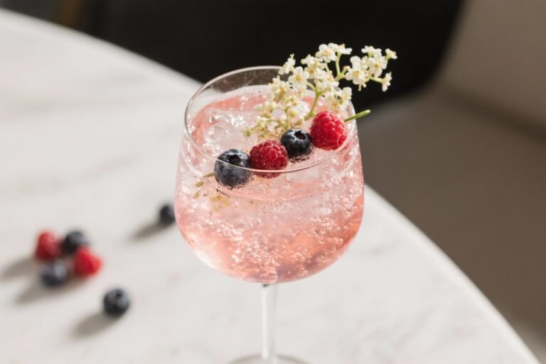 Elderflower Spritz With Sparkling Rosé and Berries – A Bright, Bubbly Summer Sipper