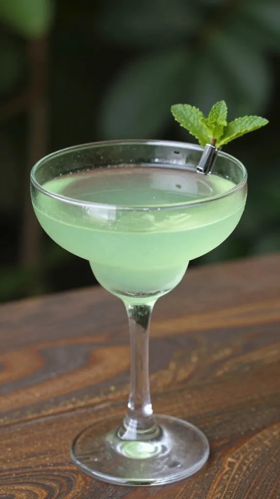 mint sprig clipped over picnic cocktail glass