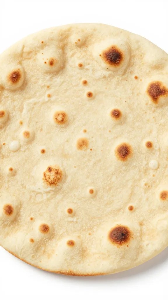 Crisp flatbread underside showing browned bubbles