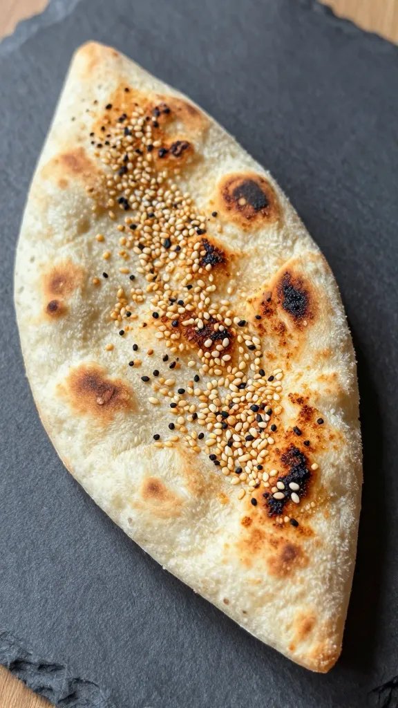 single pita wedge with toasted sesame topping