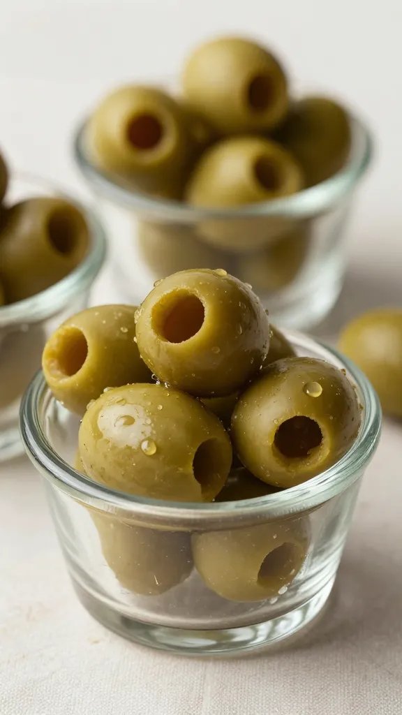 kalamata olive in small glass ramekin