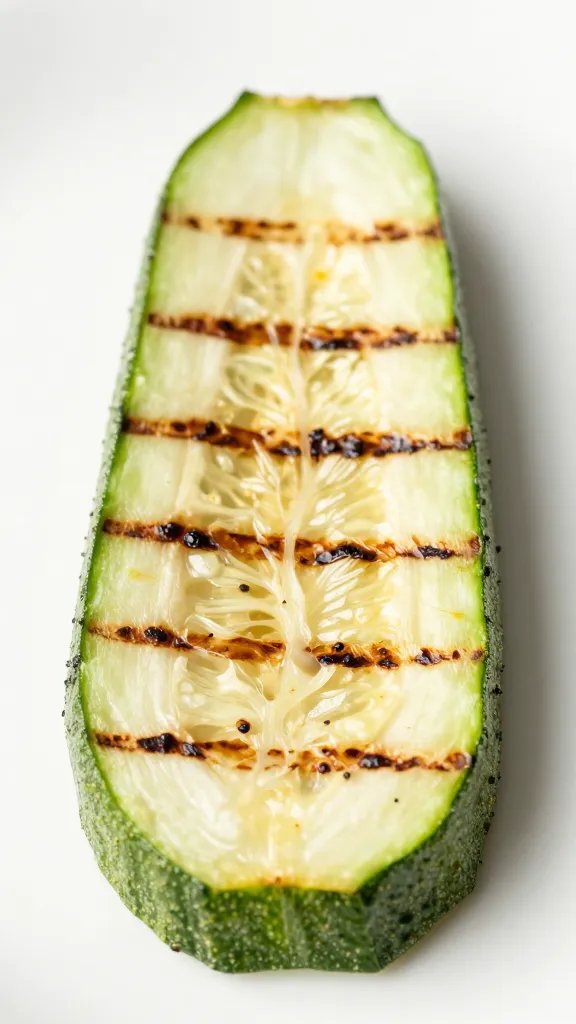 Grilled zucchini slice with char marks
