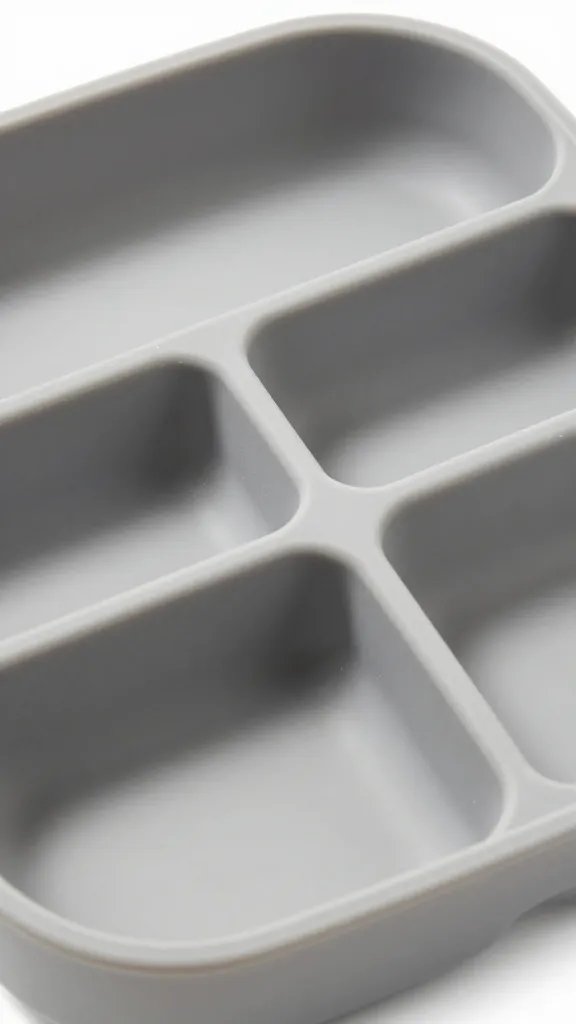 silicone bento divider wall closeup inside container