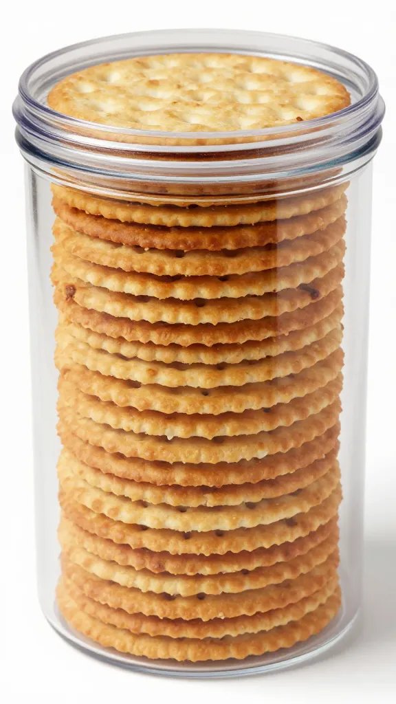 stack of artisanal crackers in airtight container