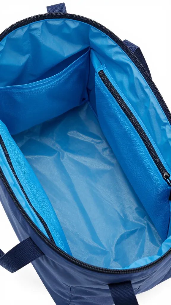 insulated tote interior lined with blue ice packs