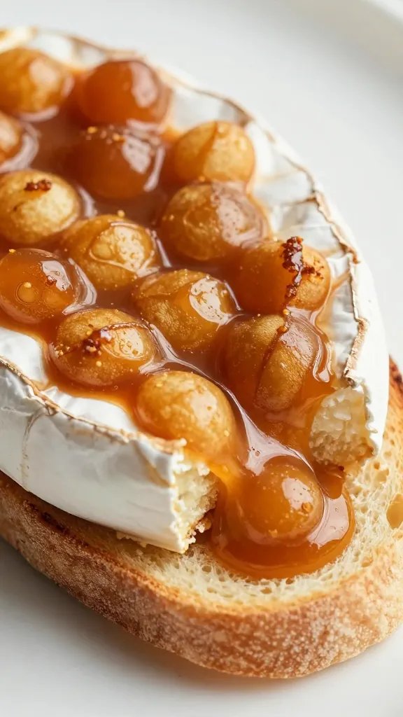 caramelized brie bubble on toasted flatbread crust