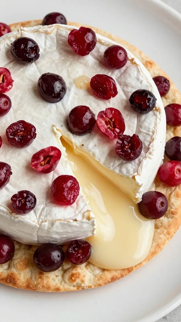 cranberry burst atop molten brie on flatbread