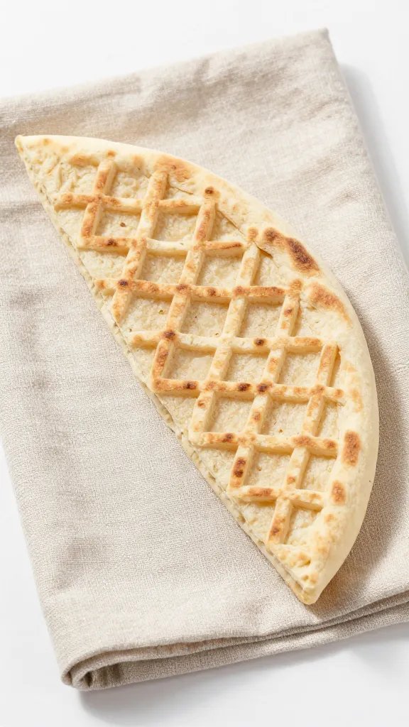 single griddled pita wedge on linen napkin