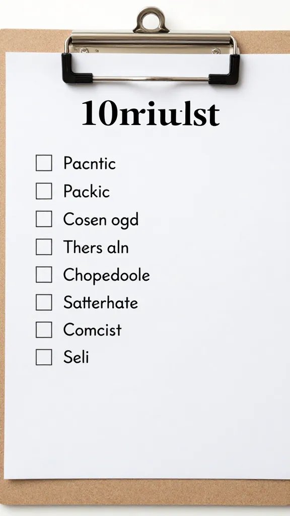 closeup of a laminated 10-minute picnic checklist on clipboard