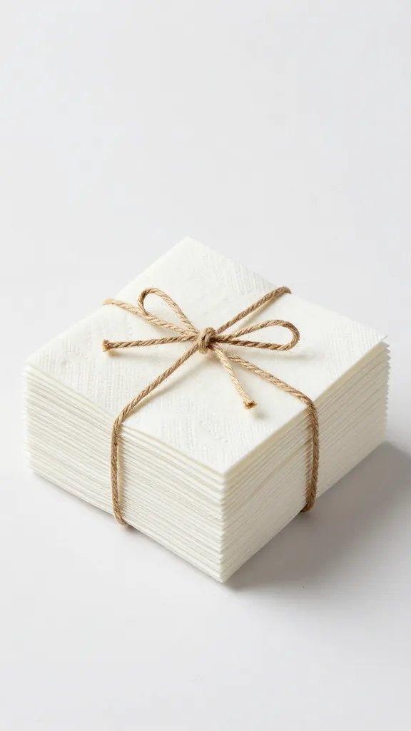 single stack of compostable napkins tied with twine