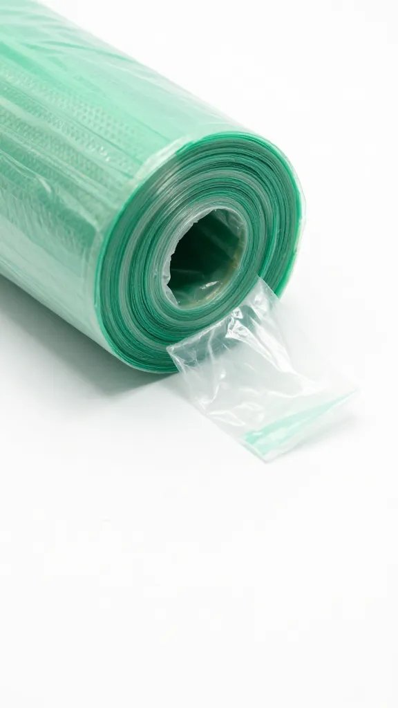 roll of small trash bags with one bag slightly pulled out