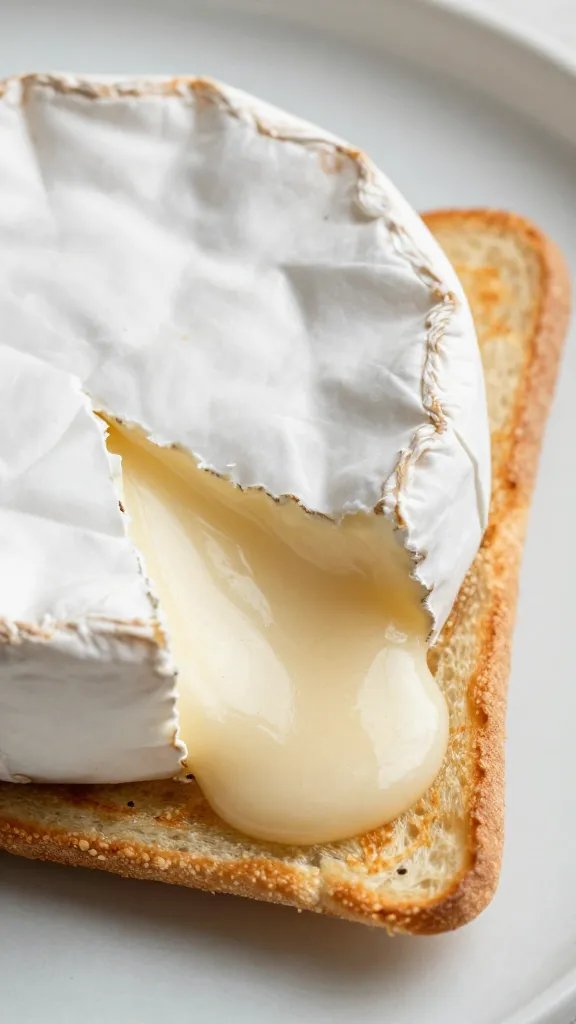 melted brie oozing over toasted flatbread corner