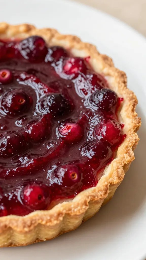 tart cranberry compote smear on warm flatbread edge