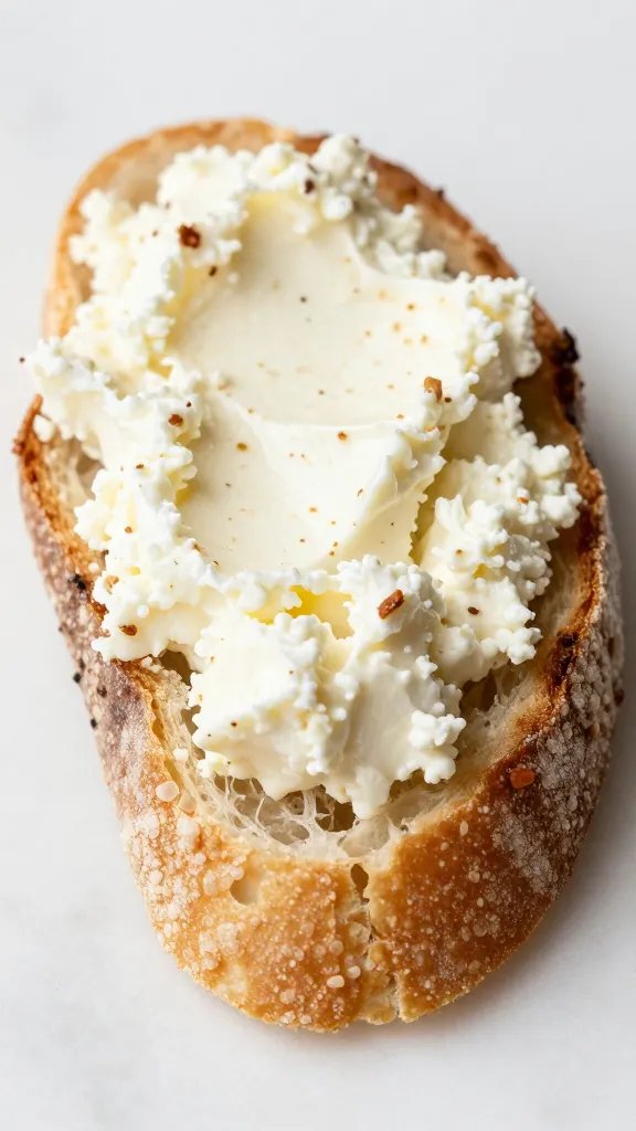 crusty bread slice scooping creamy baked feta