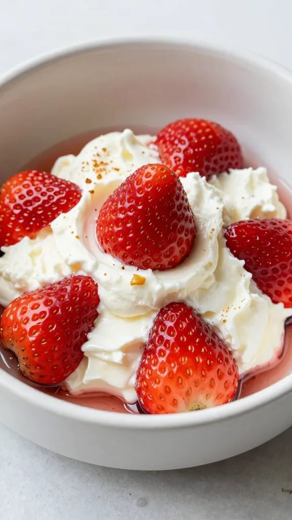 roasted strawberry-topped whipped goat cheese in shallow dish
