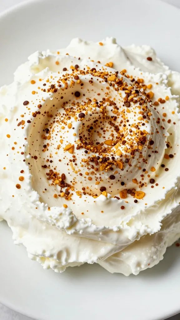 whipped goat cheese sprinkled with everything bagel seasoning