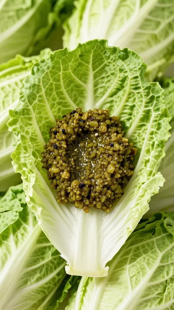 romaine heart leaf holding olive tapenade