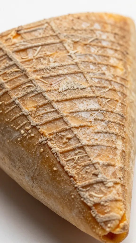 Manchego wedge with visible rind texture, macro