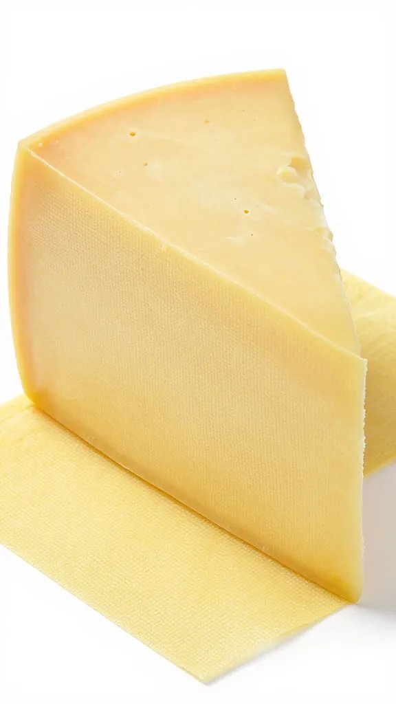 Beeswax wrap folded around cheese wedge, detail shot