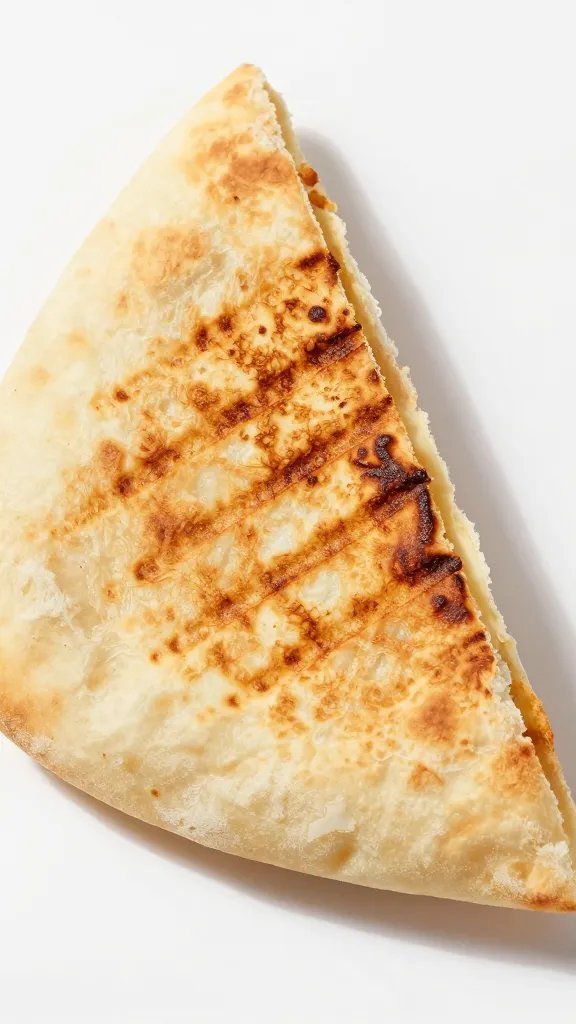 toasted pita triangle with visible grill marks