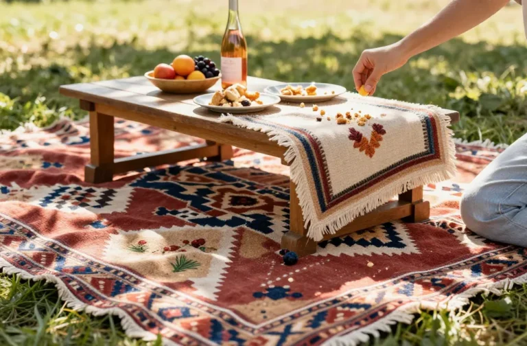 Boho Picnic Runners That Hide Stains (Berry/Wine/Grass) and Shake Out Clean