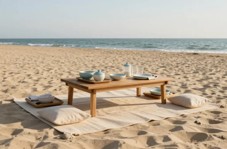 Coastal Picnic Decor That Handles Beach Wind (Low Profile Only)