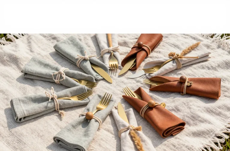 12 Boho Picnic Napkin + Cutlery Bundles That Stay Together Magic