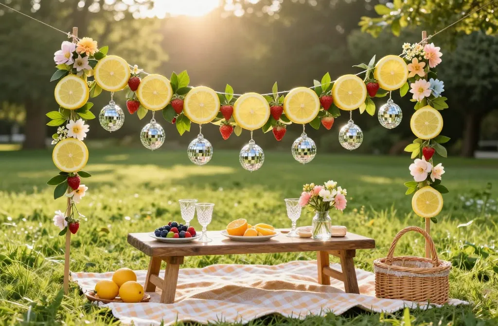 Viral 10 Themed Picnic Garland Ideas (Lemon, Strawberry, Floral, Disco…)
