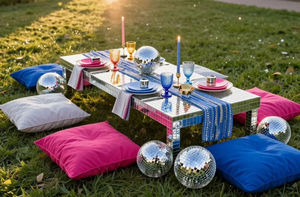 Viral 9 Disco Picnic Tablescape Rules for Low Tables