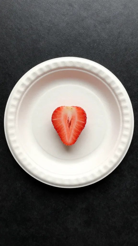 single paper plate with strawberry slice