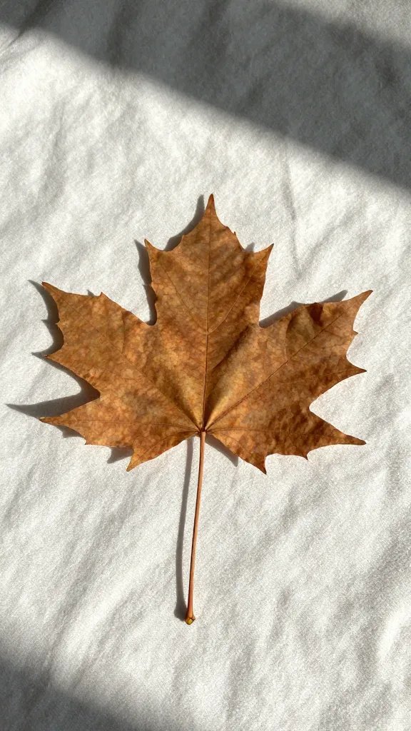 sunlit maple leaf shadow on blanket fabric