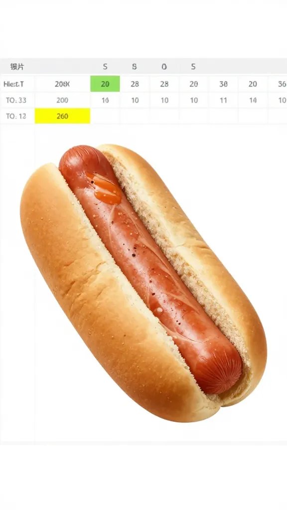 single hot dog bun count cell highlighted in spreadsheet view