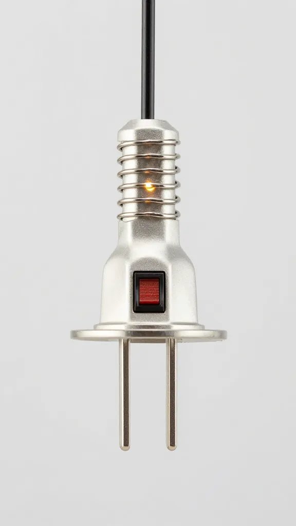 knotted string light plug with on/off switch, macro