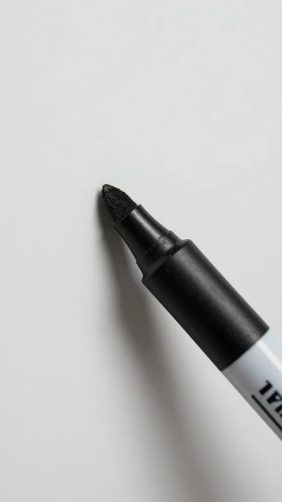 closeup of a black dry-erase marker uncapped on whiteboard